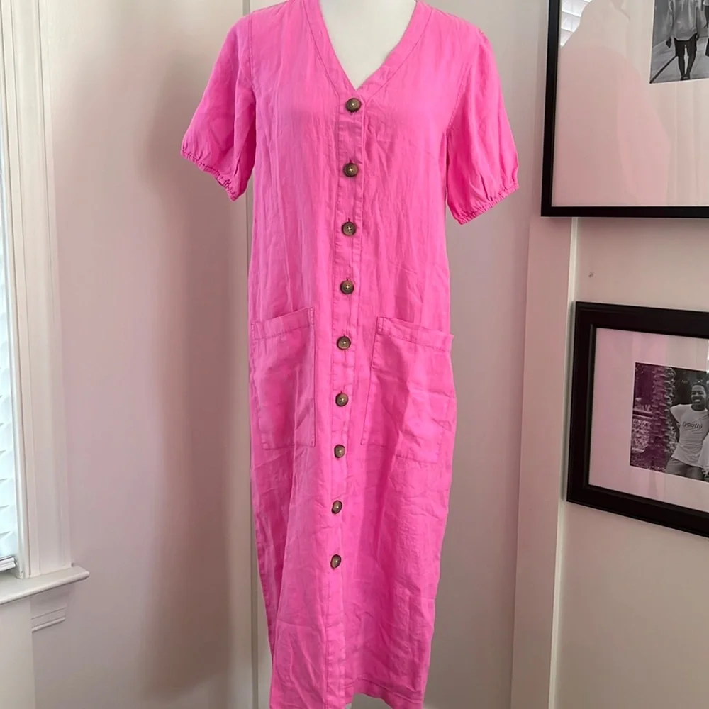 New Lou & Grey Pink Linen Dress Size M